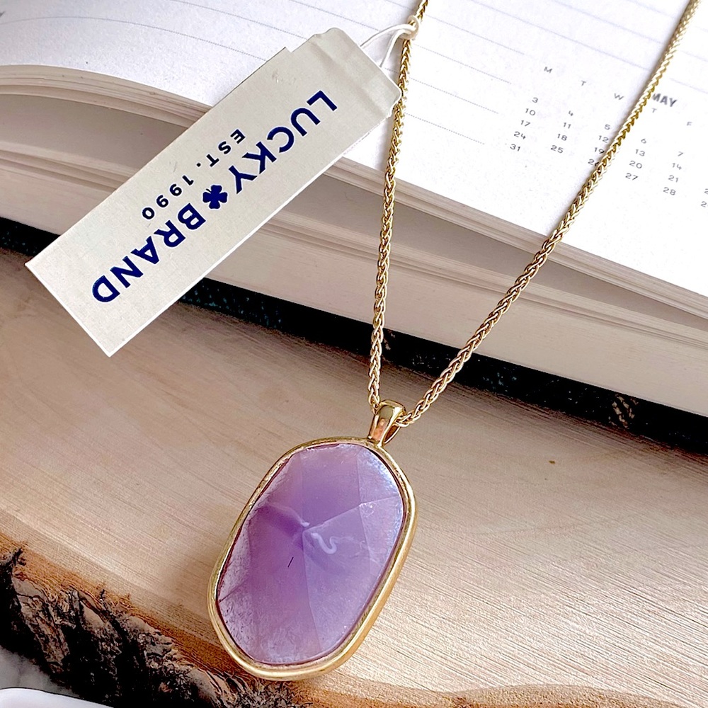 Lucky Brand Adjustable Reversible Stone Pendant Necklace